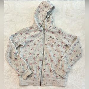 Reflex Kids Pink Floral Zipper Front Hoodie- size Youth M(10/12)